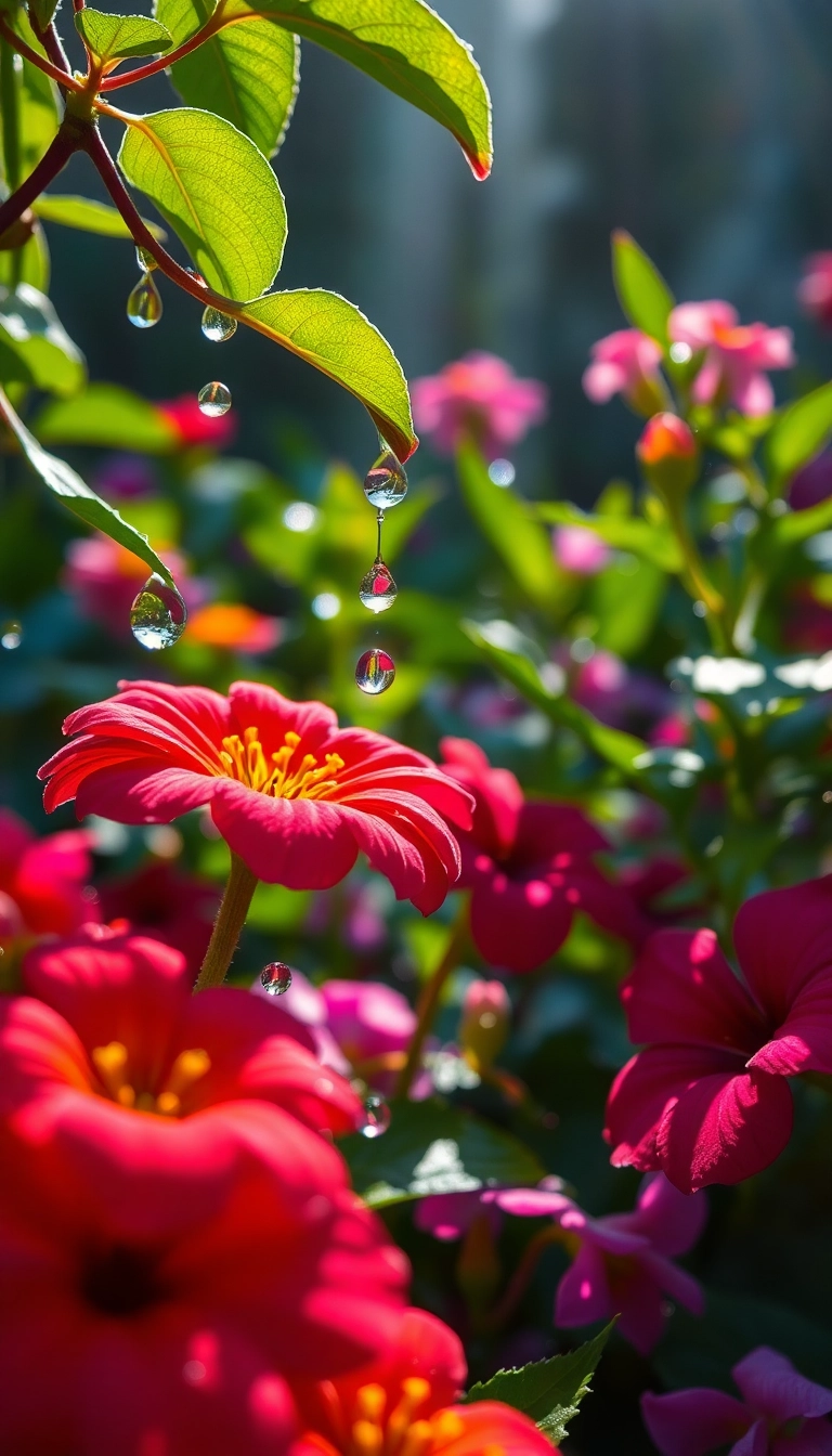 Free Spring Rain Garden iPhone Exquisite Wallpaper